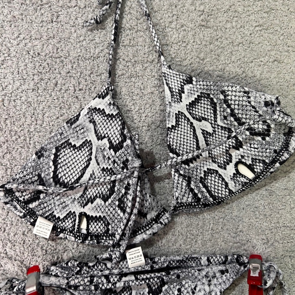 Unbranded Bikini Set Snakeskin S Black‎ White Animal Print Baddie Y2K Summer - Picture 3 of 9